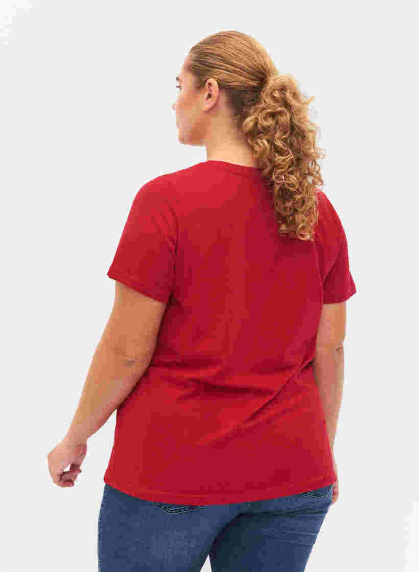 Kerst t-shirt in katoen, Tango Red Reindeer, Model image number 1