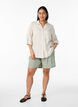 Linnen en viscose shirt met 3/4 mouwen, Beige, Model image number 1