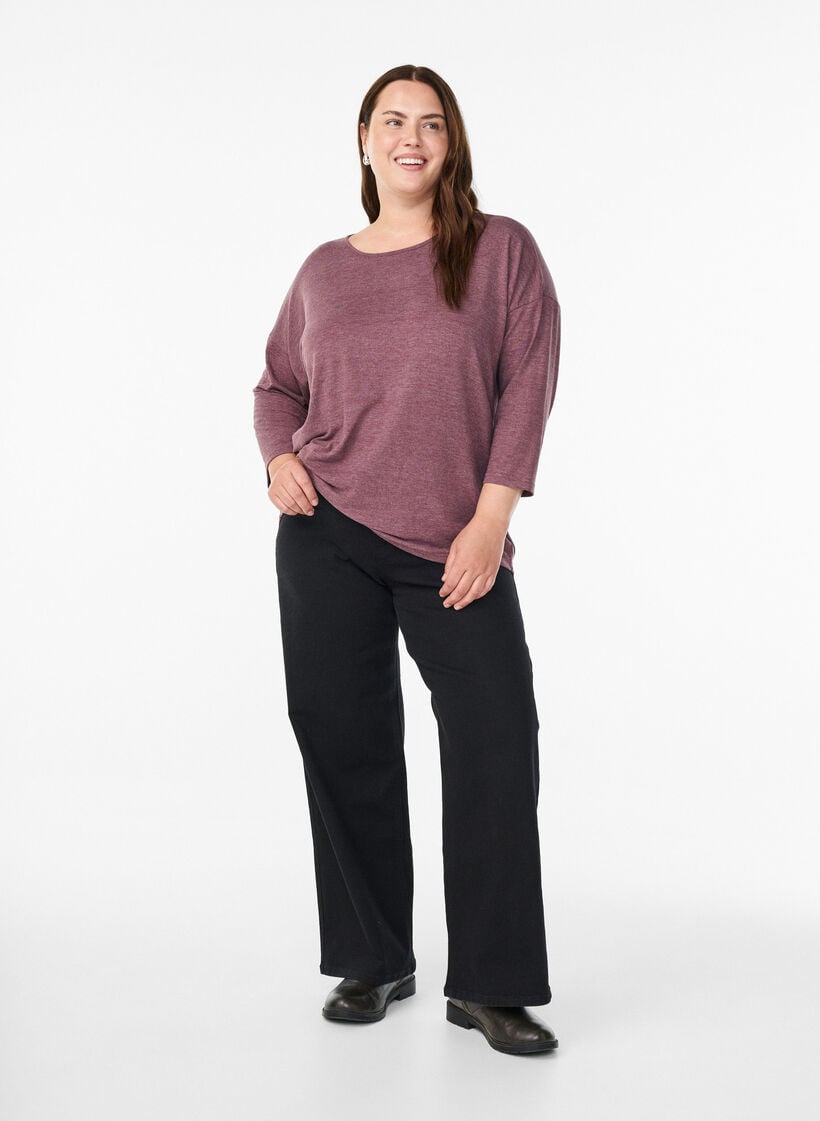 FLASH – Jersey blouse met 3/4 mouwen, Rood, Model image number 1