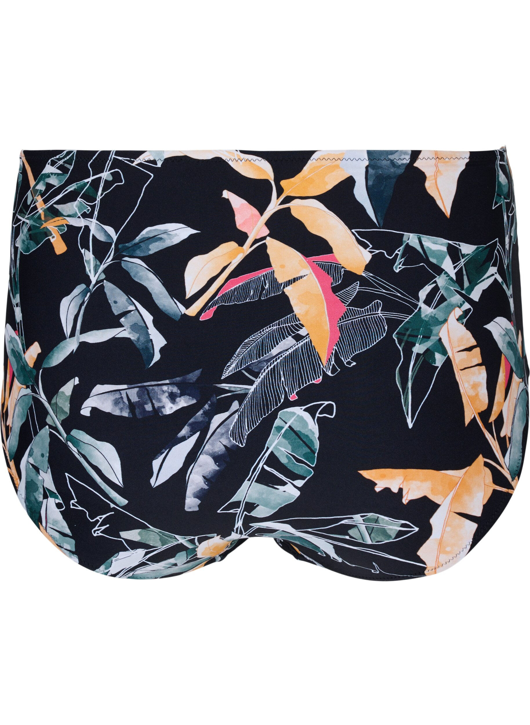 Zizzi Bikinibroekje met extra hoge taille en print, Leaf Print, Packshot image number 1