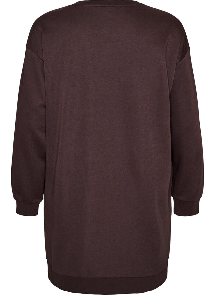 Losse sweatshirtjurk met zakken, Bruin, Packshot image number 1