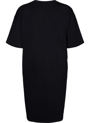Katoenen jurk met korte mouwen en splitjes, Black, Packshot image number 1