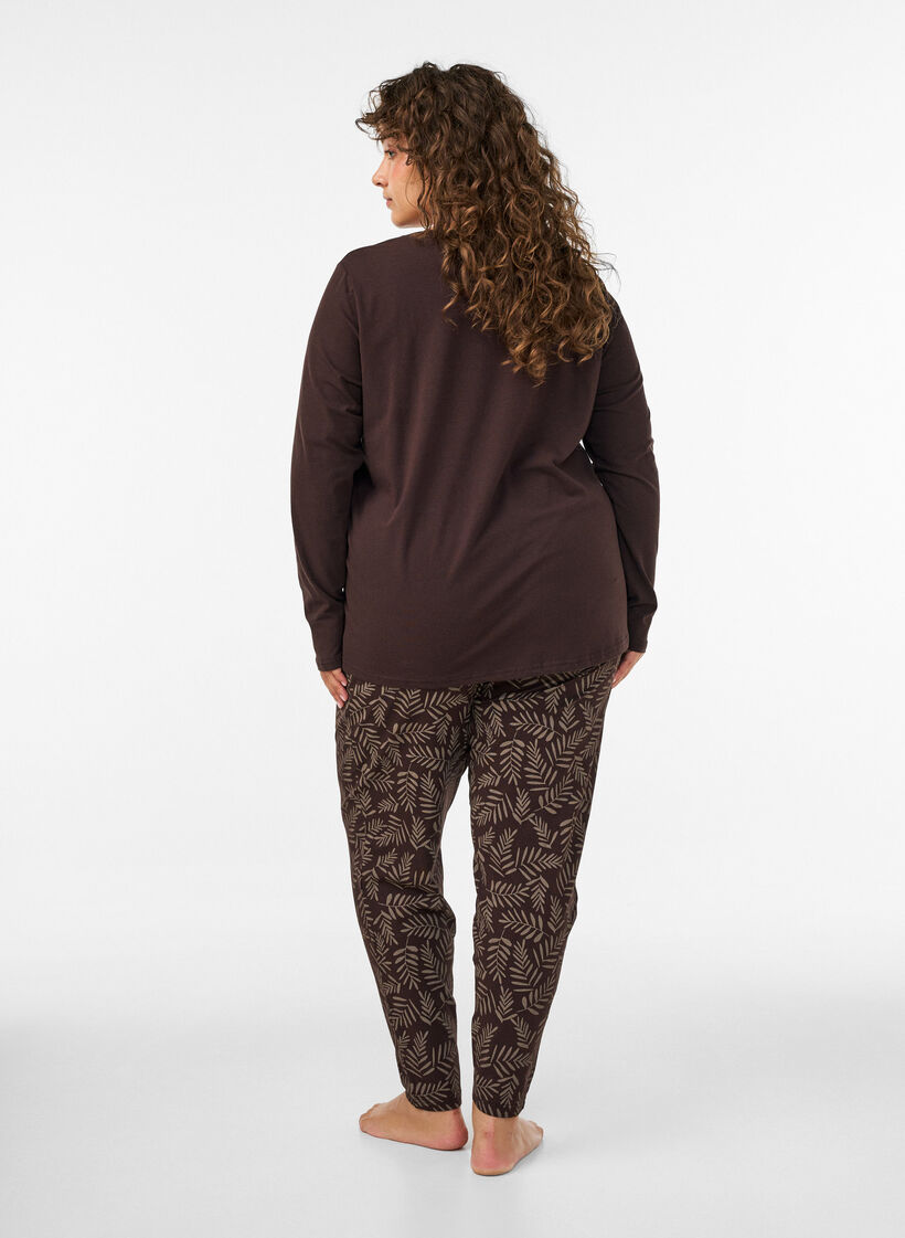 Katoenen pyjamabroek met print, Bruin, Model image number 2