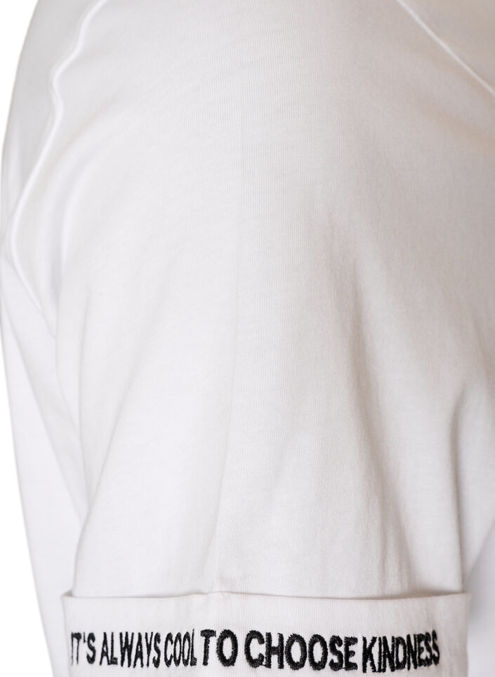 Katoenen T-shirt met geborduurde tekst, Wit, Packshot image number 3
