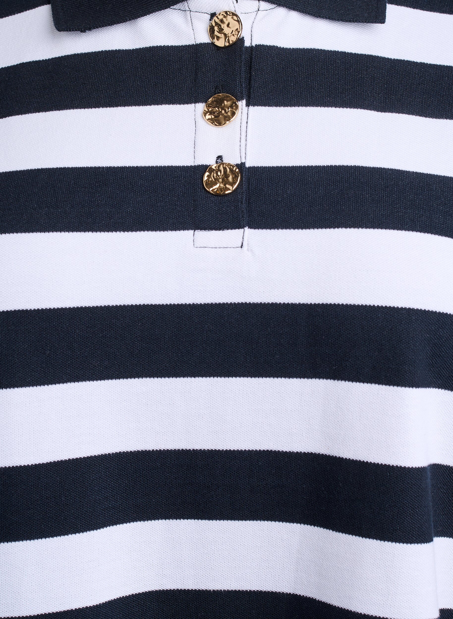 Zizzi Gestreepte polo met lange mouwen, Zwart, Packshot image number 2