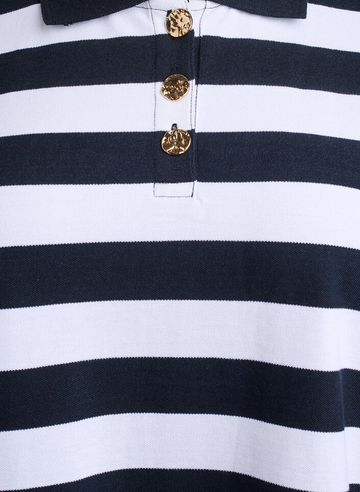 Gestreepte polo met lange mouwen, Zwart, Packshot image number 2