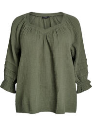 Katoenen mousseline blouse met 3/4 mouwen, Thyme