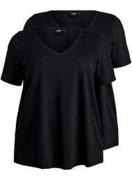 FLASH - 2-pack T-shirts met V-hals, Black/Black