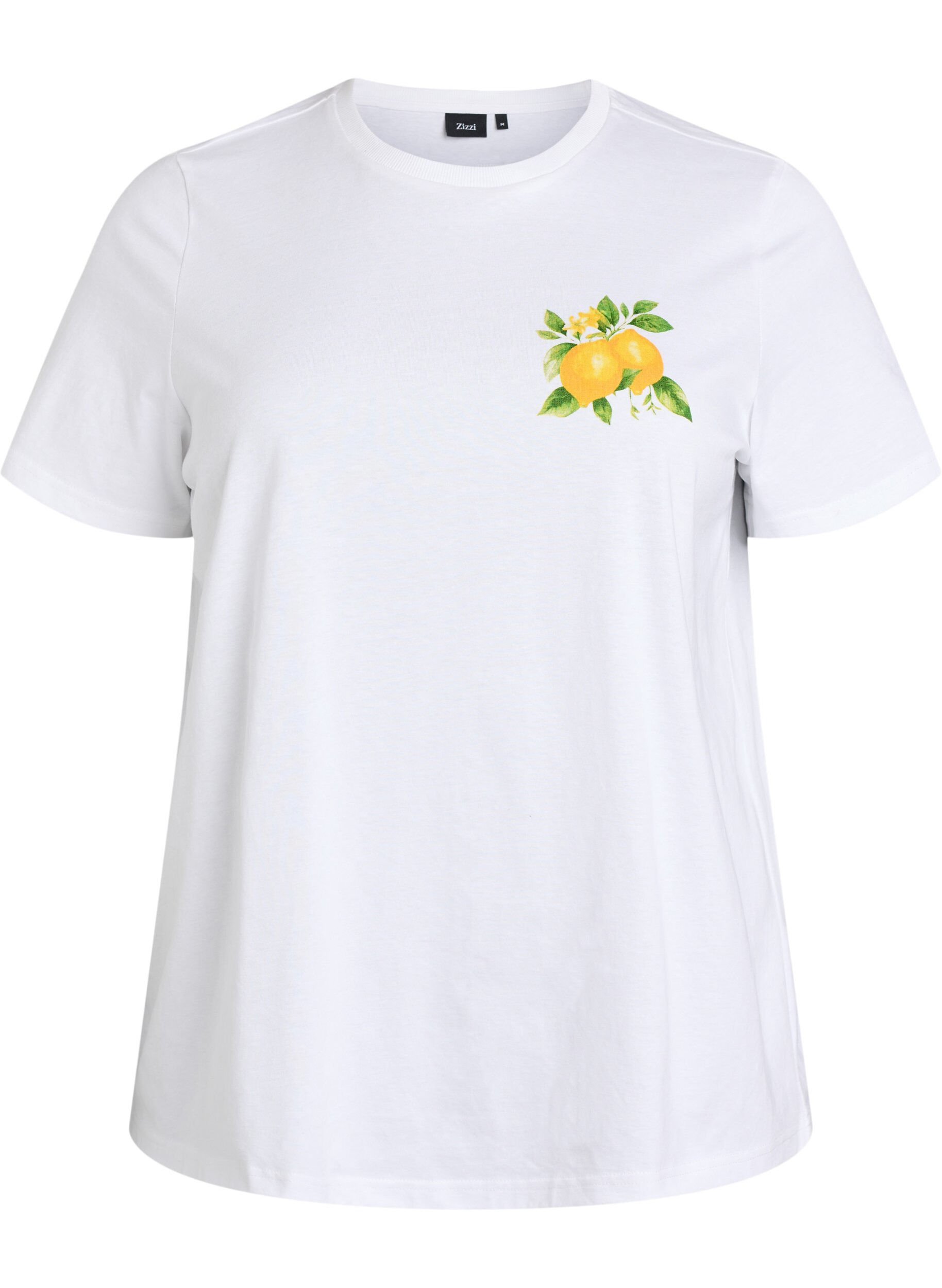 Zizzi Organisch katoenen T-shirt met citrusprint, Wit, Packshot image number 0