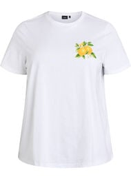 Organisch katoenen T-shirt met citrusprint, Wit
