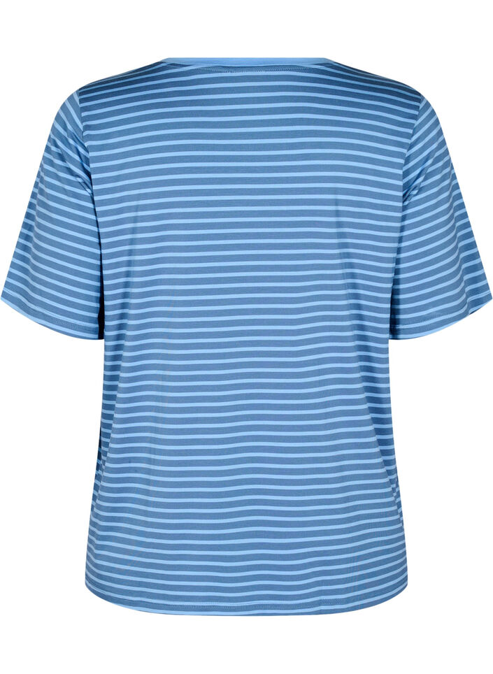 T-shirt met TENCEL™ Lyocell en strepen, Blauw, Packshot image number 1