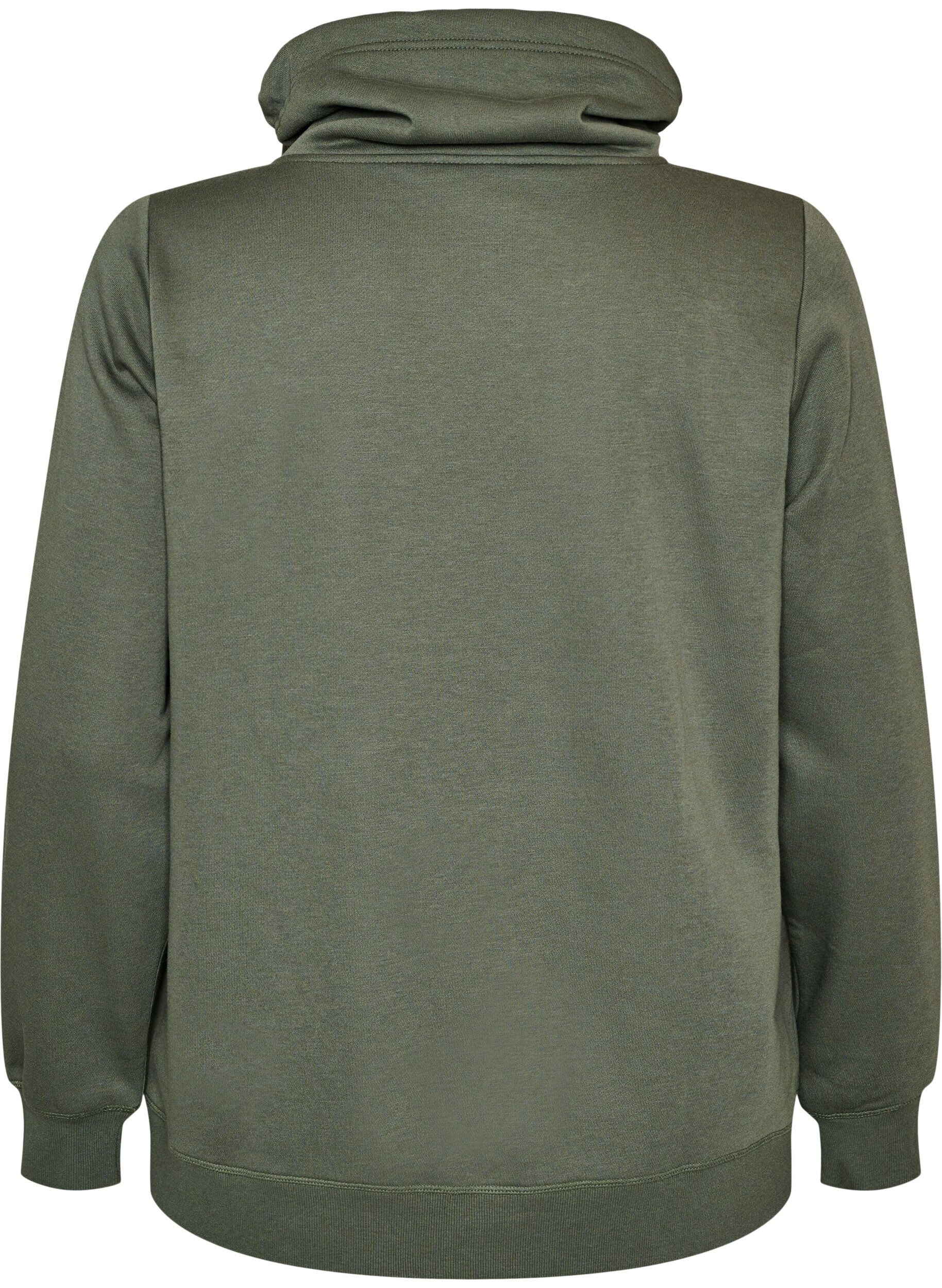 ZizziSweatshirt met hoge kraag en zakken, Groen, Packshot image number 1