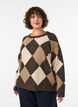 Gebreide top met argylepatroon en rhinestones, Bruin, Model image number 0