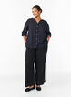 Katoenen blouse met V-hals, Zwart, Model image number 1