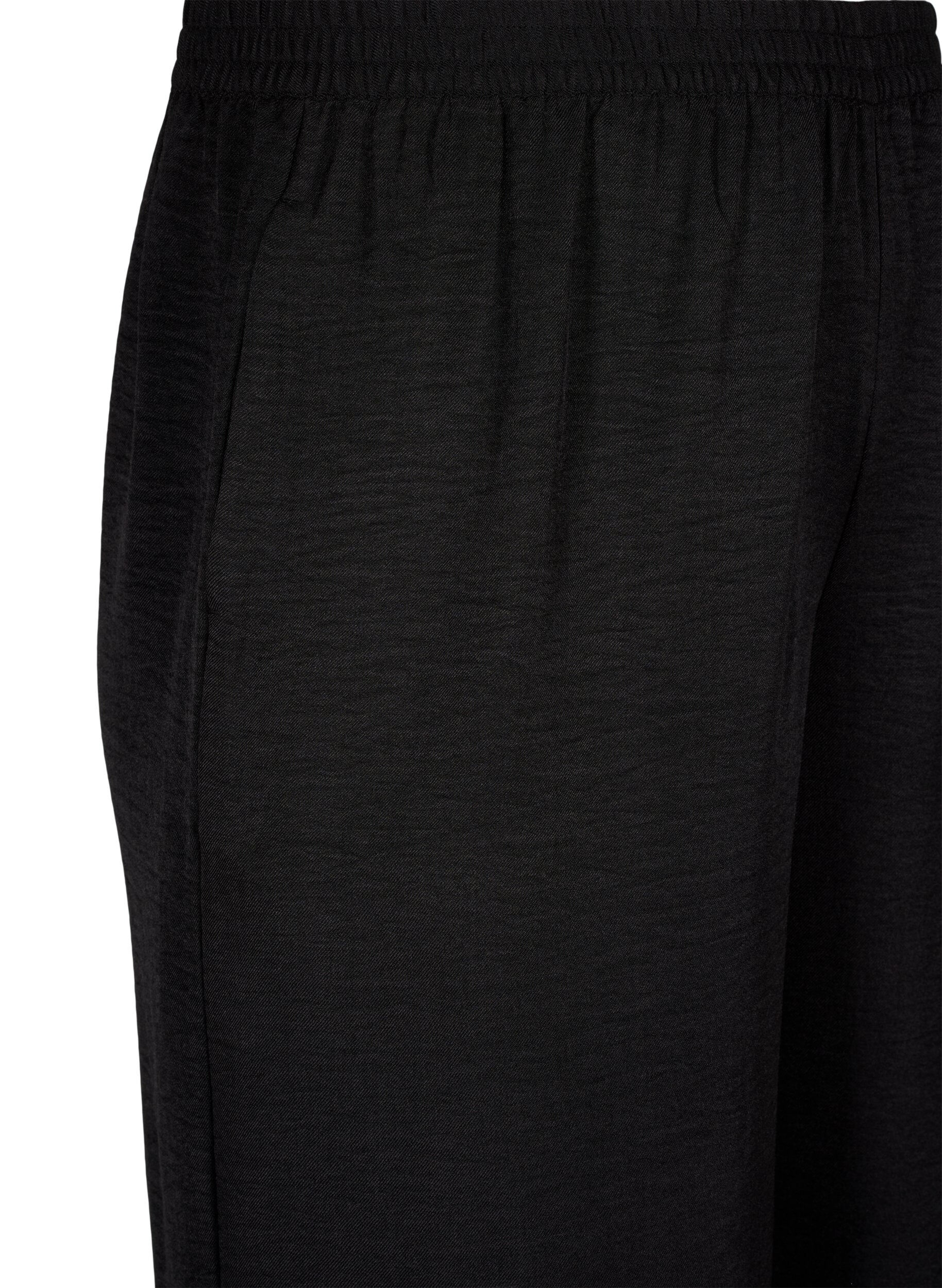 ZizziLosse broek met elastische tailleband en zakken, Zwart, Packshot image number 2