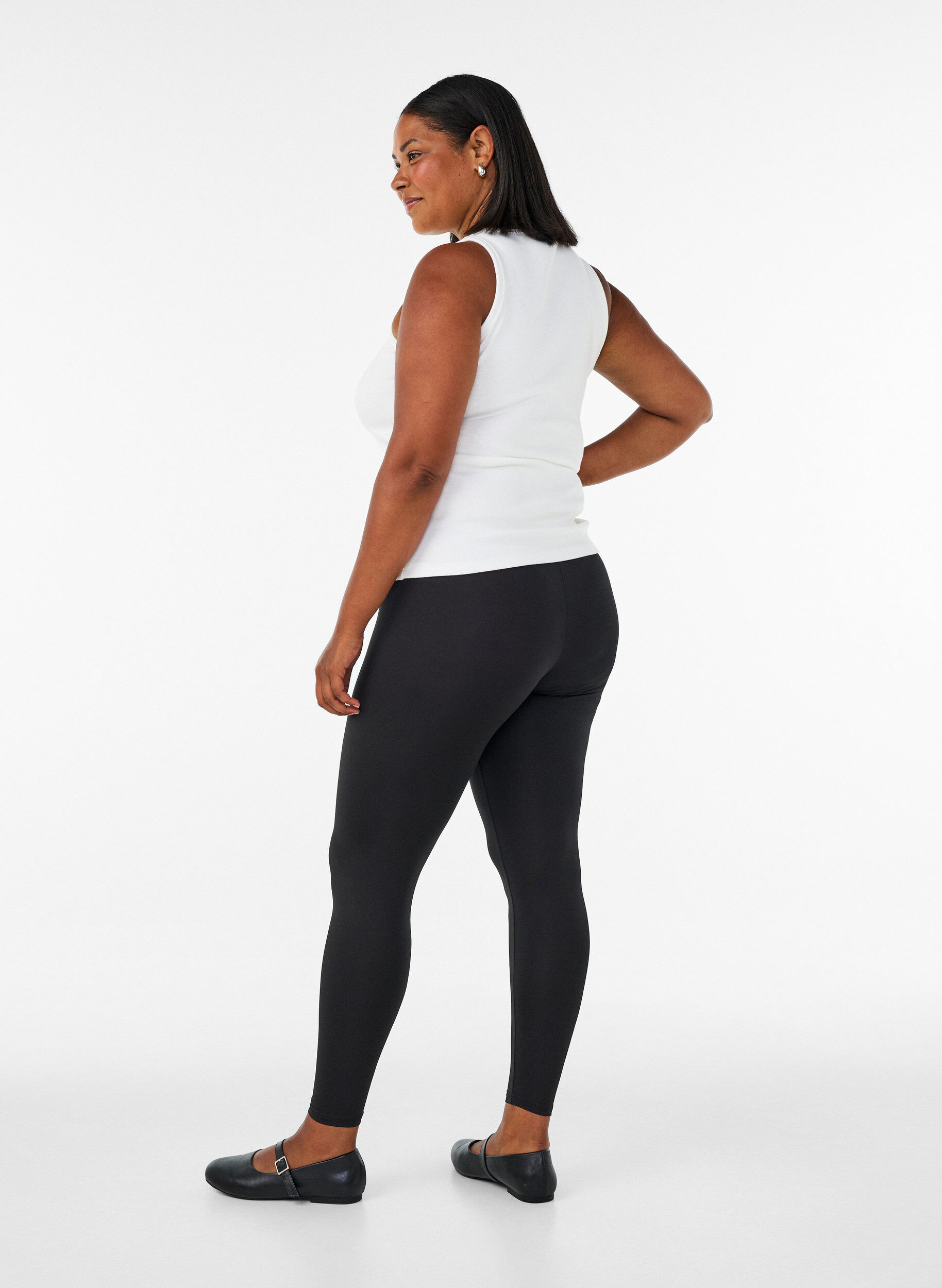 Zizzi2-pack basic leggings, Zwart, Model image number 2