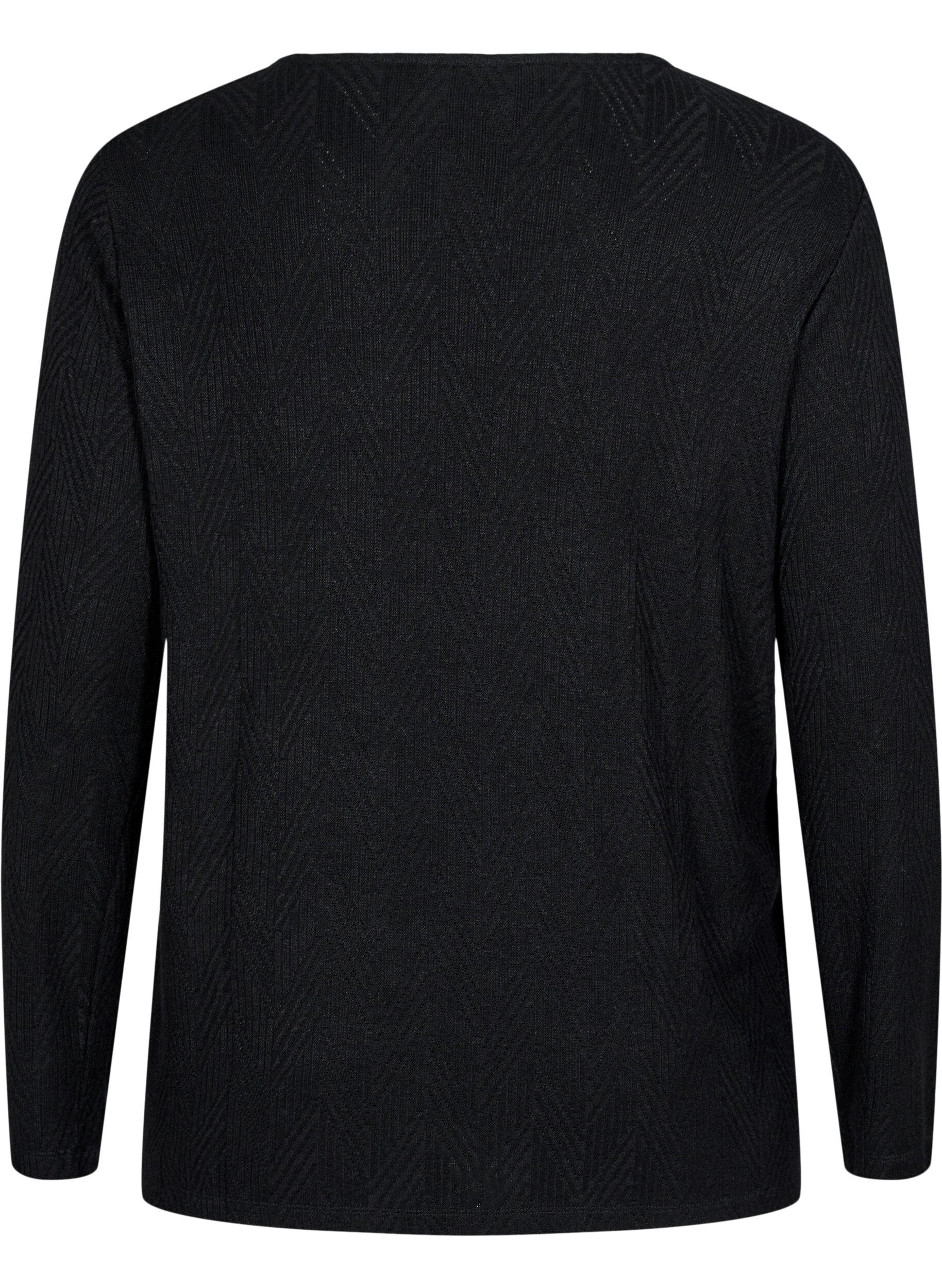 Zizzi Gepatroonde blouse met lange mouwen, Zwart, Packshot image number 1