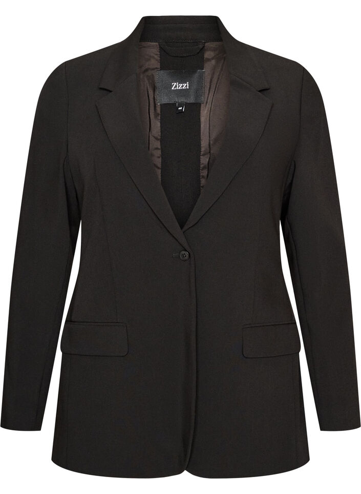 Blazer met split aan de achterkant en strikdetail, Zwart, Packshot image number 0
