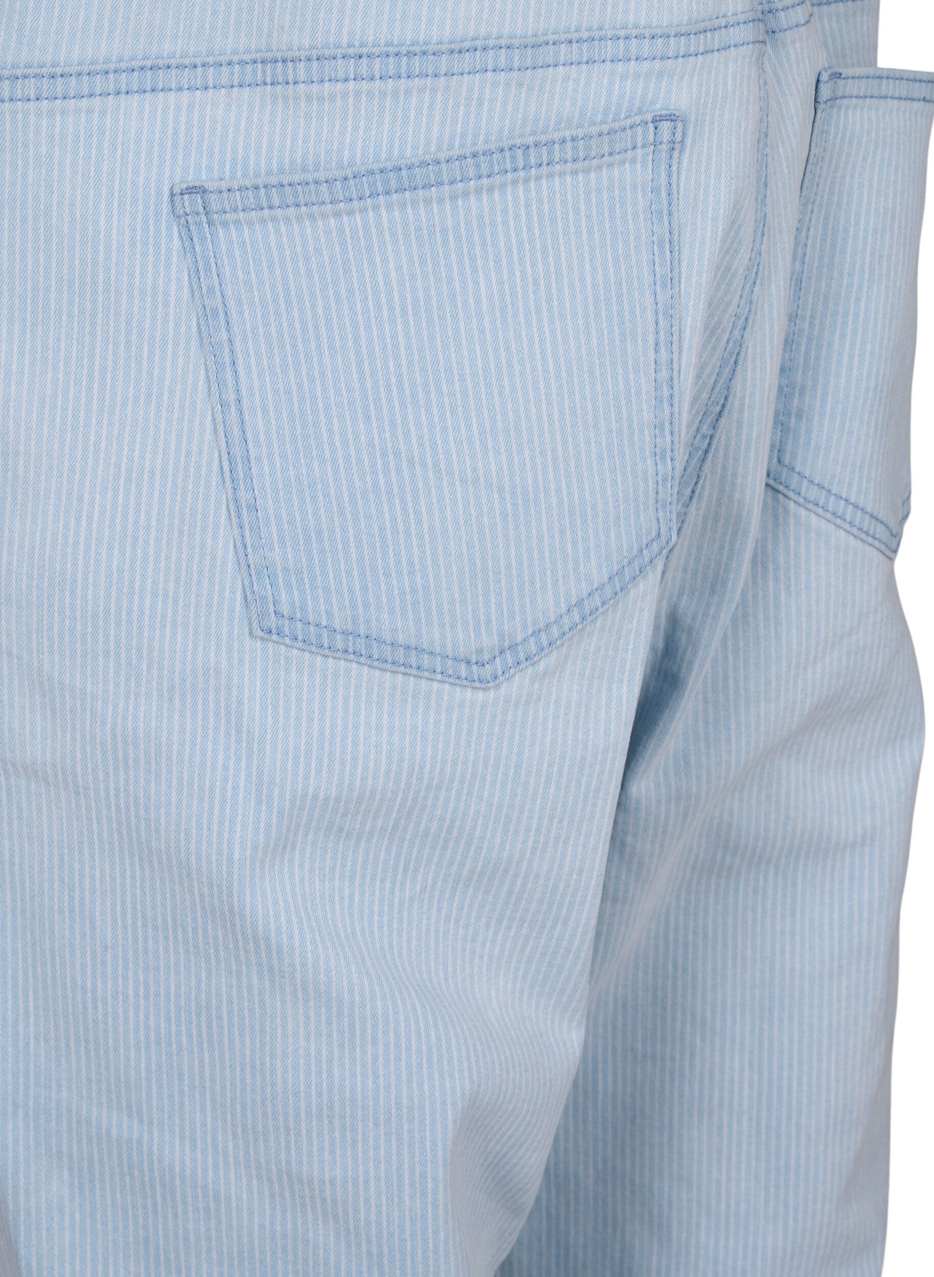 Zizzi Gestreepte denim overall, Blauw, Packshot image number 4