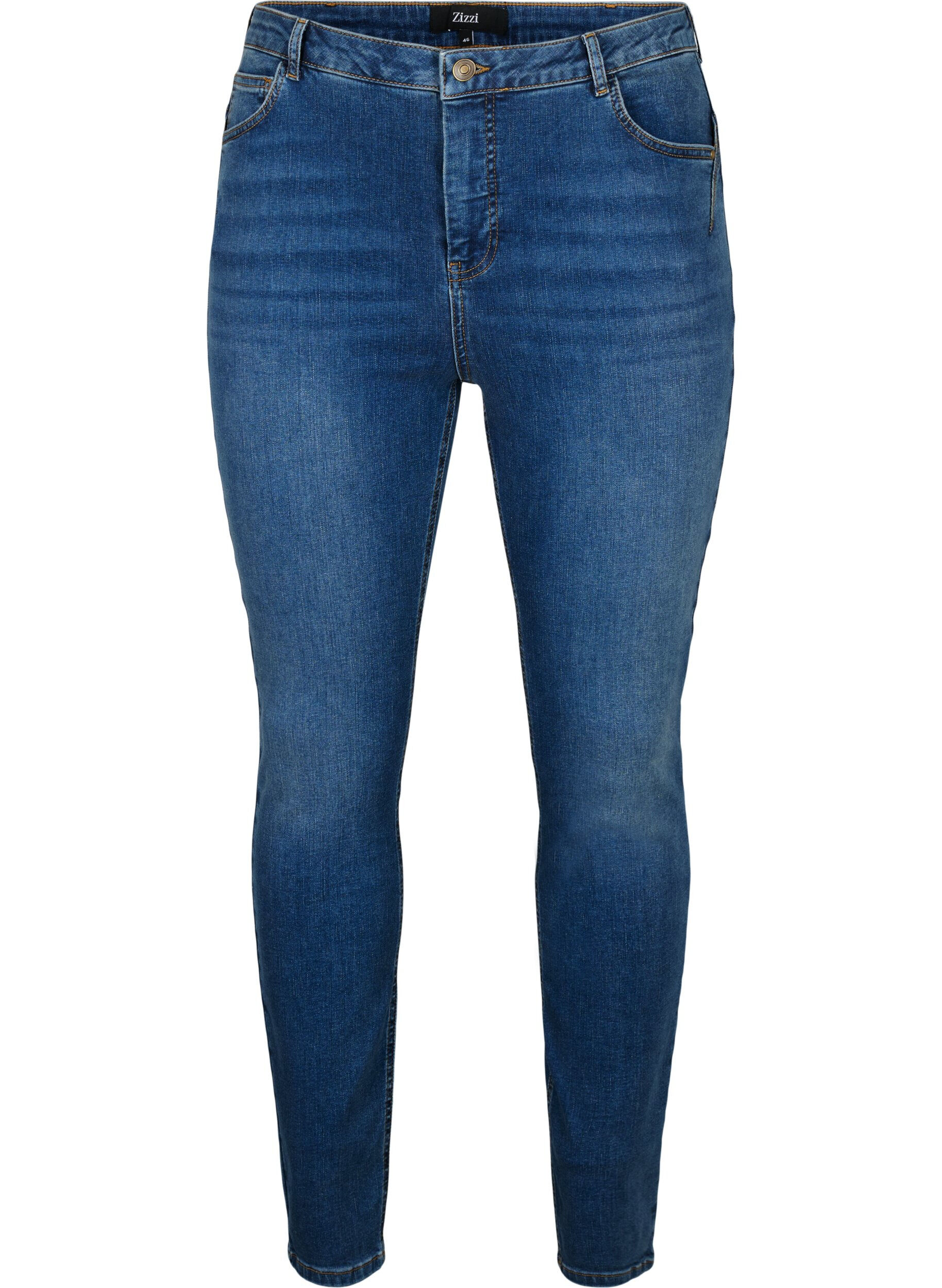 Zizzi Super slanke Amy jeans met hoge taille, Blue denim, Packshot image number 0