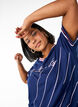 Sportief T-shirt met strepen en tekstmotief, Blauw, Model image number 4