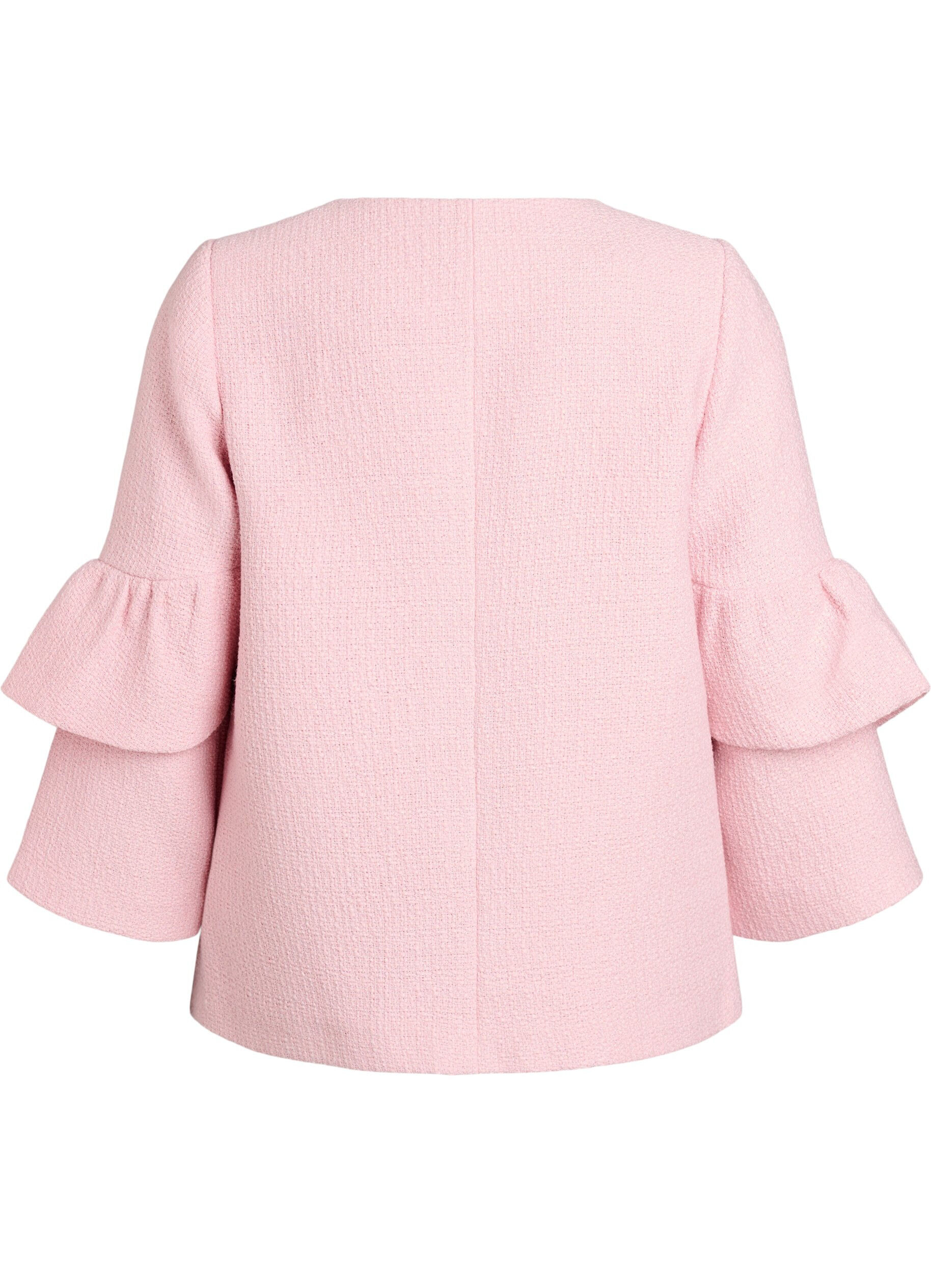 ZizziBoucl&eacute; jasje met ruchesdetails, Roze, Packshot image number 1