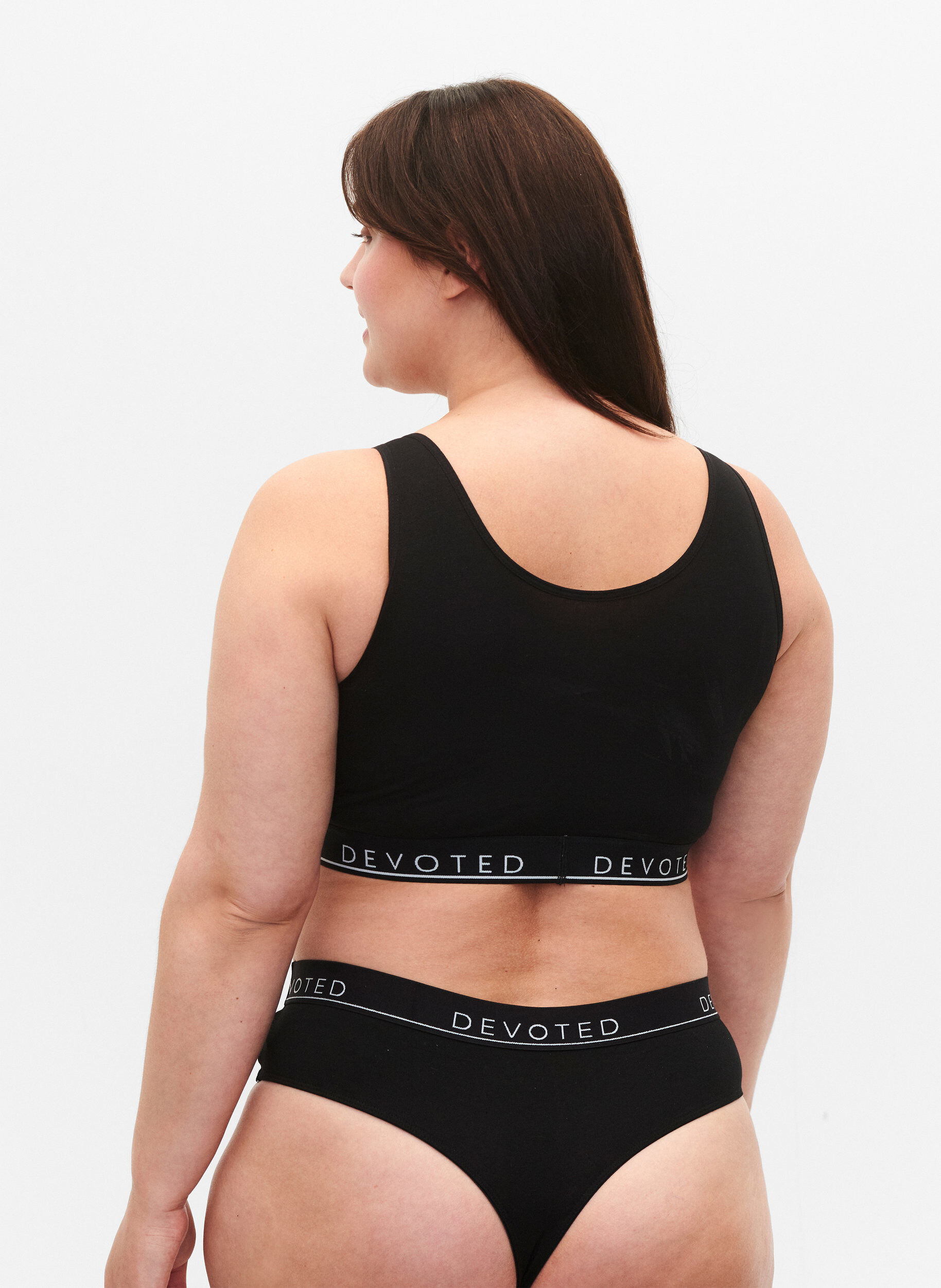 ZizziKatoenen G-string met normale taille, Zwart, Model image number 1