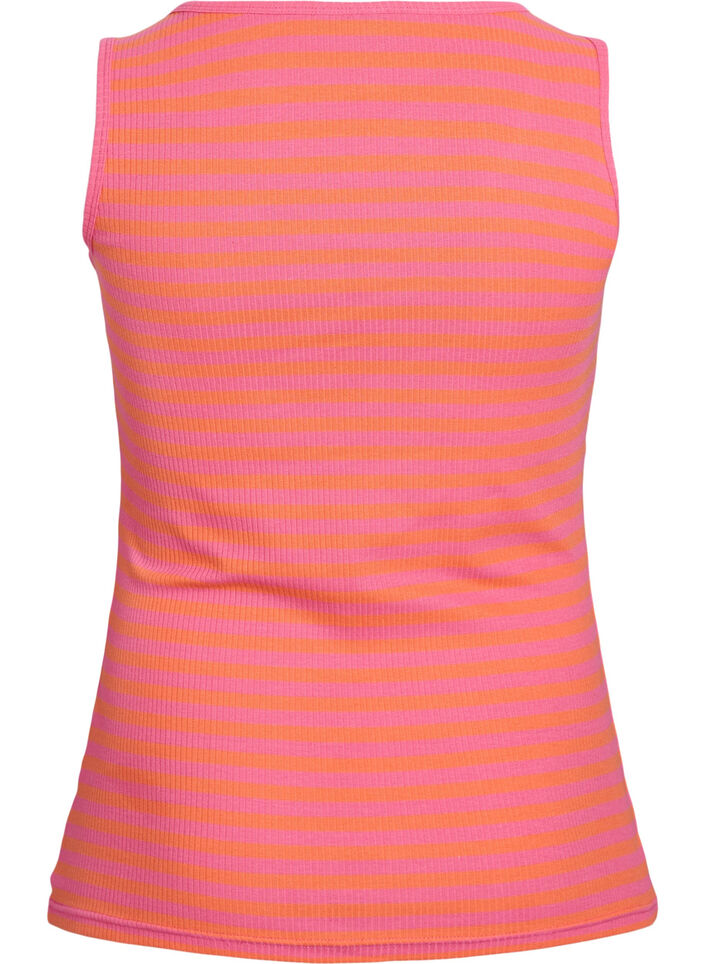 Gestreepte tanktop met een ribstructuur, Melon B.Gum Stripe, Packshot image number 1