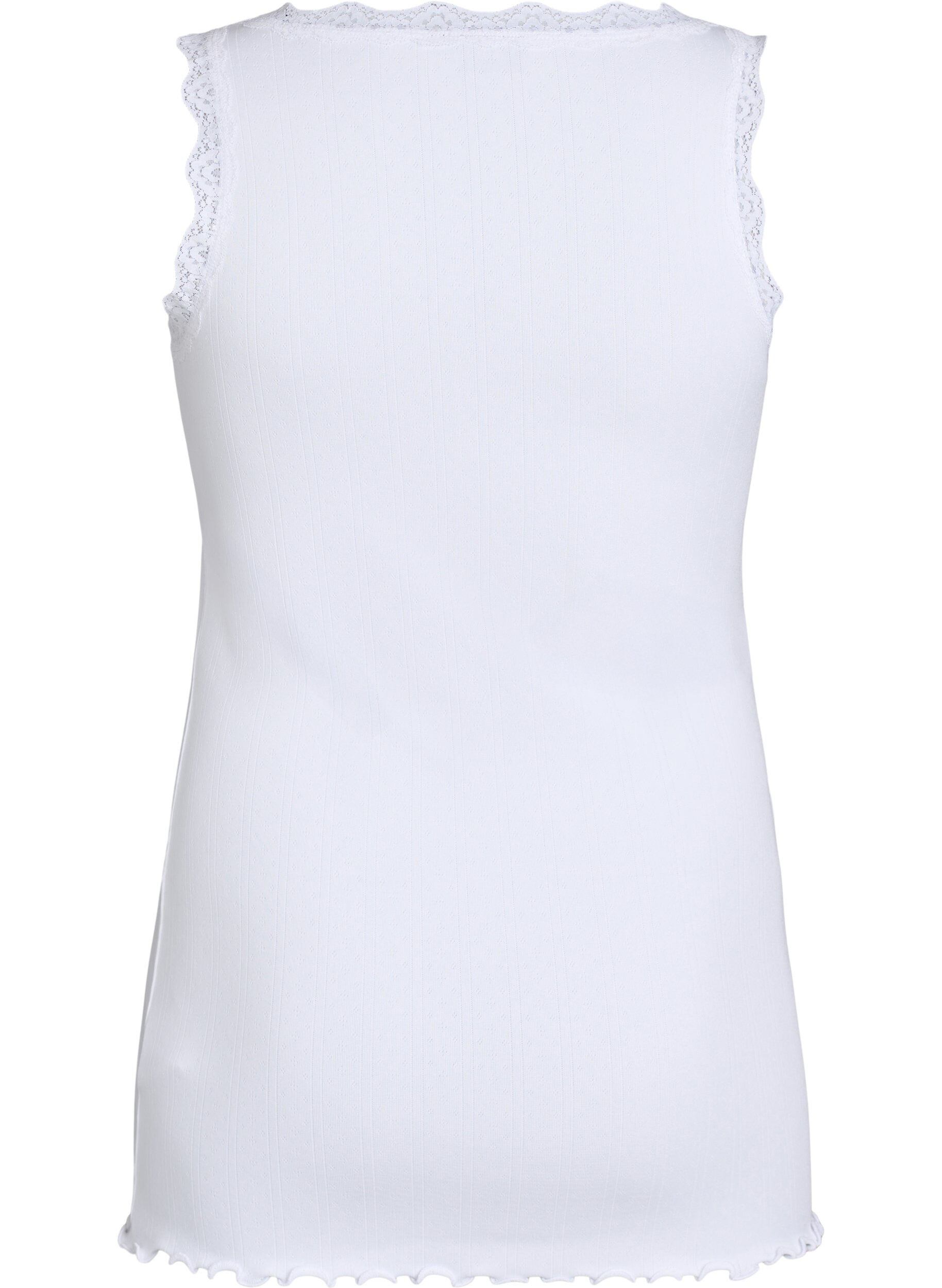 Zizzi Tanktop met kant en broderie anglaise, Wit, Packshot image number 1