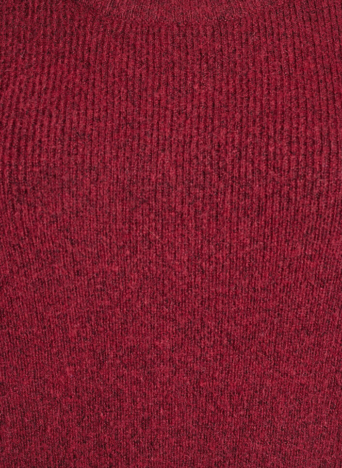 Gem&ecirc;leerde gebreide blouse met ronde hals, Rood, Packshot image number 2