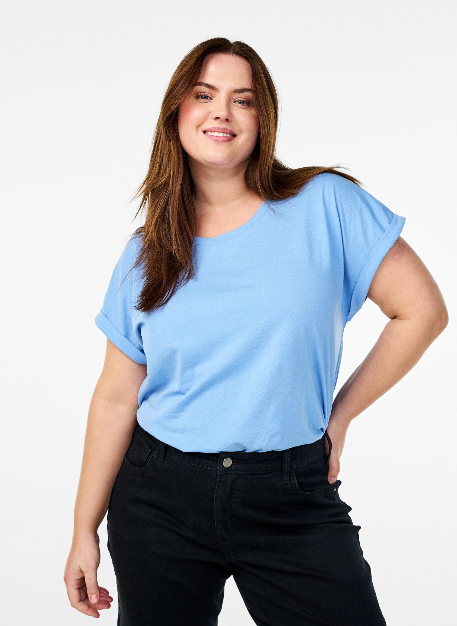 ZizziTweepack T-shirts met korte mouwen, Blauw, Model image number 0