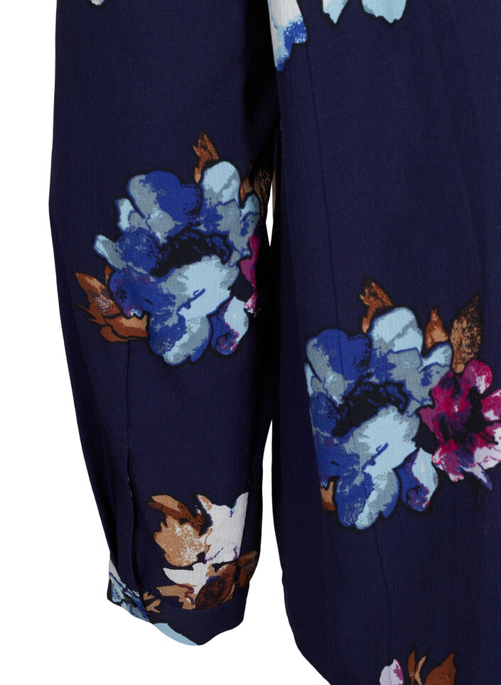 FLASH - Blouse met lange mouwen en print, Big Blue Flower, Packshot image number 3