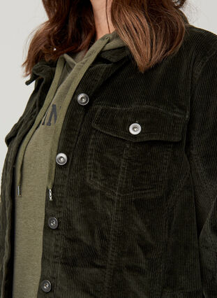 Fluwelen blouse jas met zakken, Green, Model image number 2