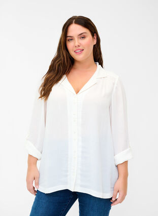 Viscose blouse met v-hals, Snow White, Model image number 0