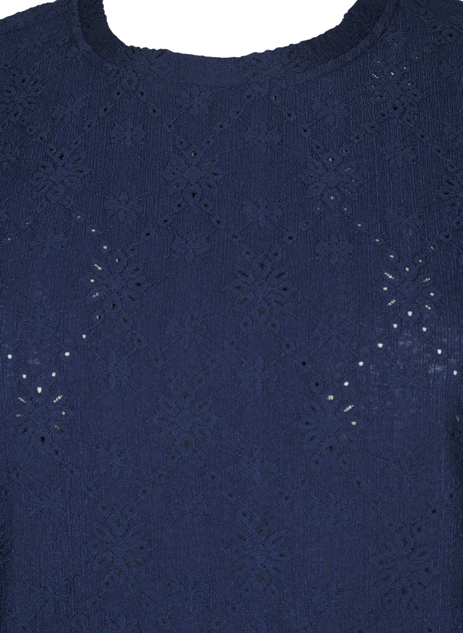 Zizzi Blouse met korte mouwen en bloemenborduursel, Naval Academy, Packshot image number 2