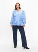 Blouse met ruffels en veters, Blauw, Model image number 1