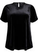 Velourt-shirt met korte mouwen, Zwart, Packshot image number 0