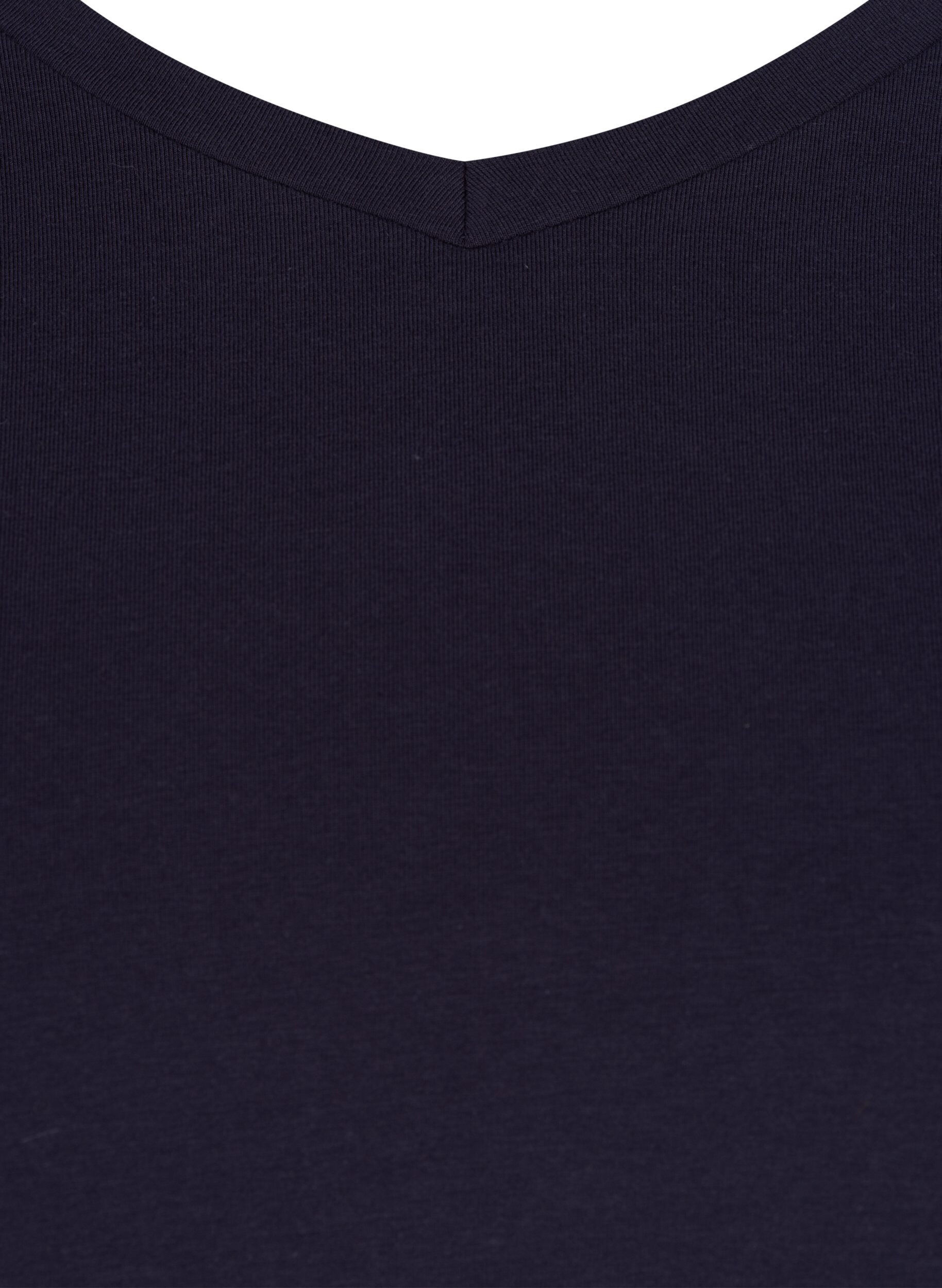 ZizziBasic t-shirt in effen kleur met katoen, Blauw, Packshot image number 2