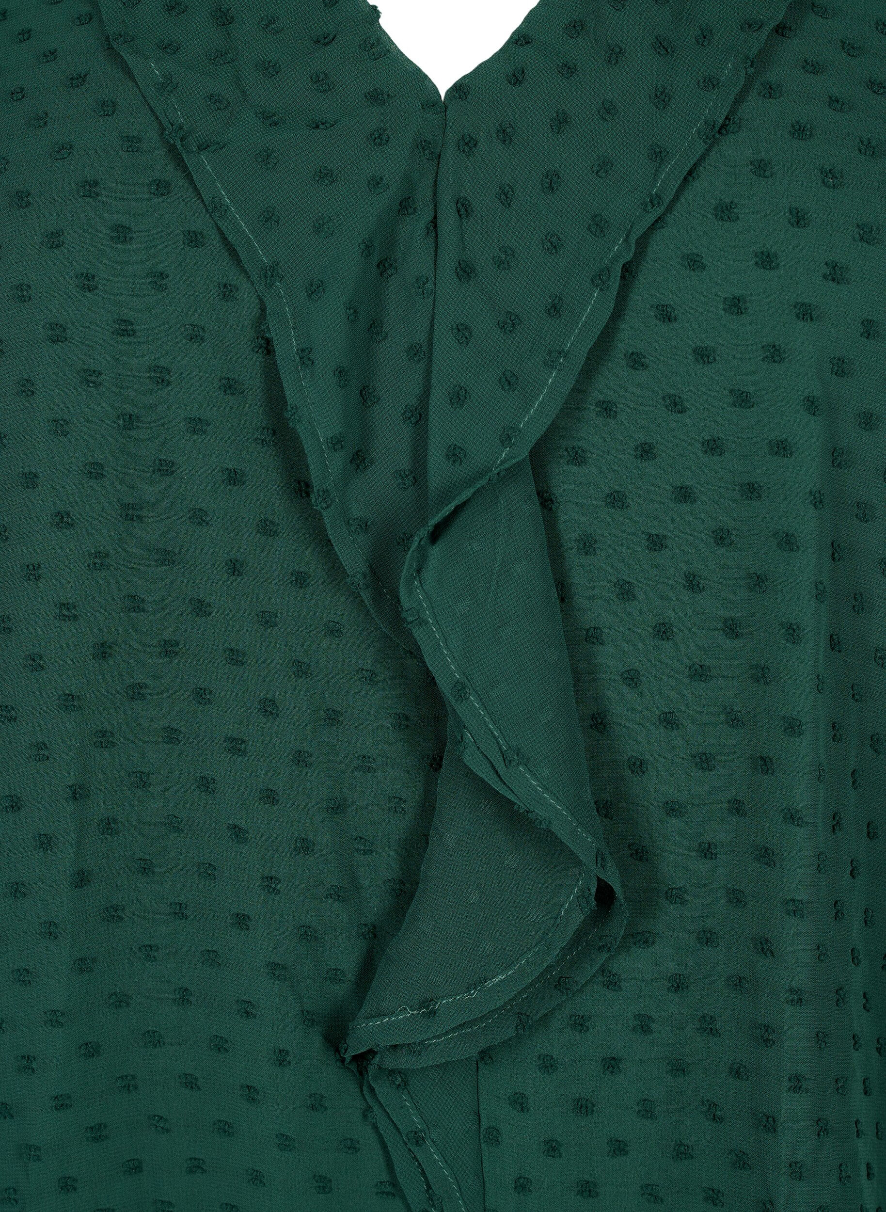 Zizzi Blouse met ruches en gestippelde structuur, Scarab, Packshot image number 2