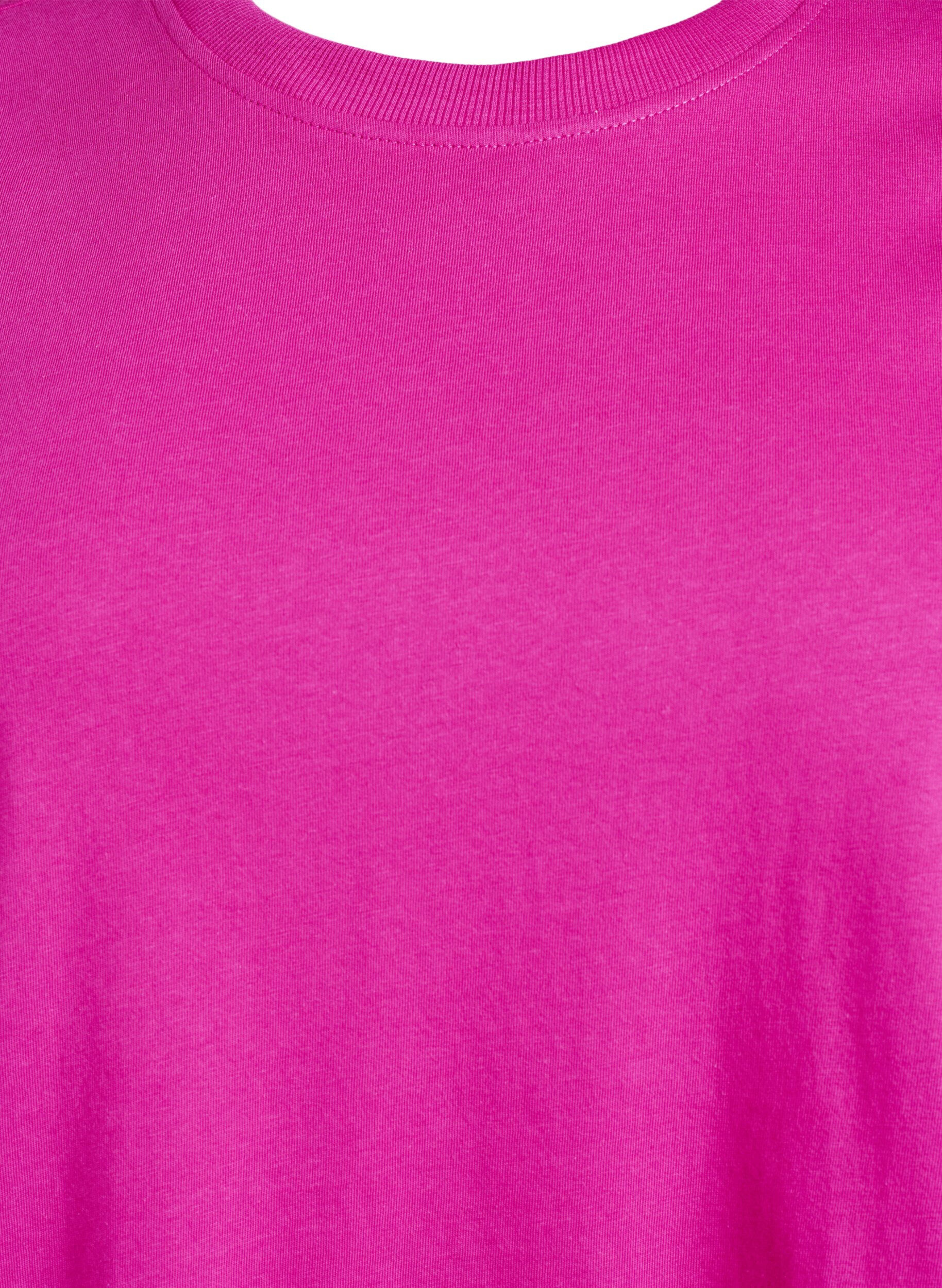 Zizzi Basic katoenen T-shirt met ronde hals, Roze, Packshot image number 2