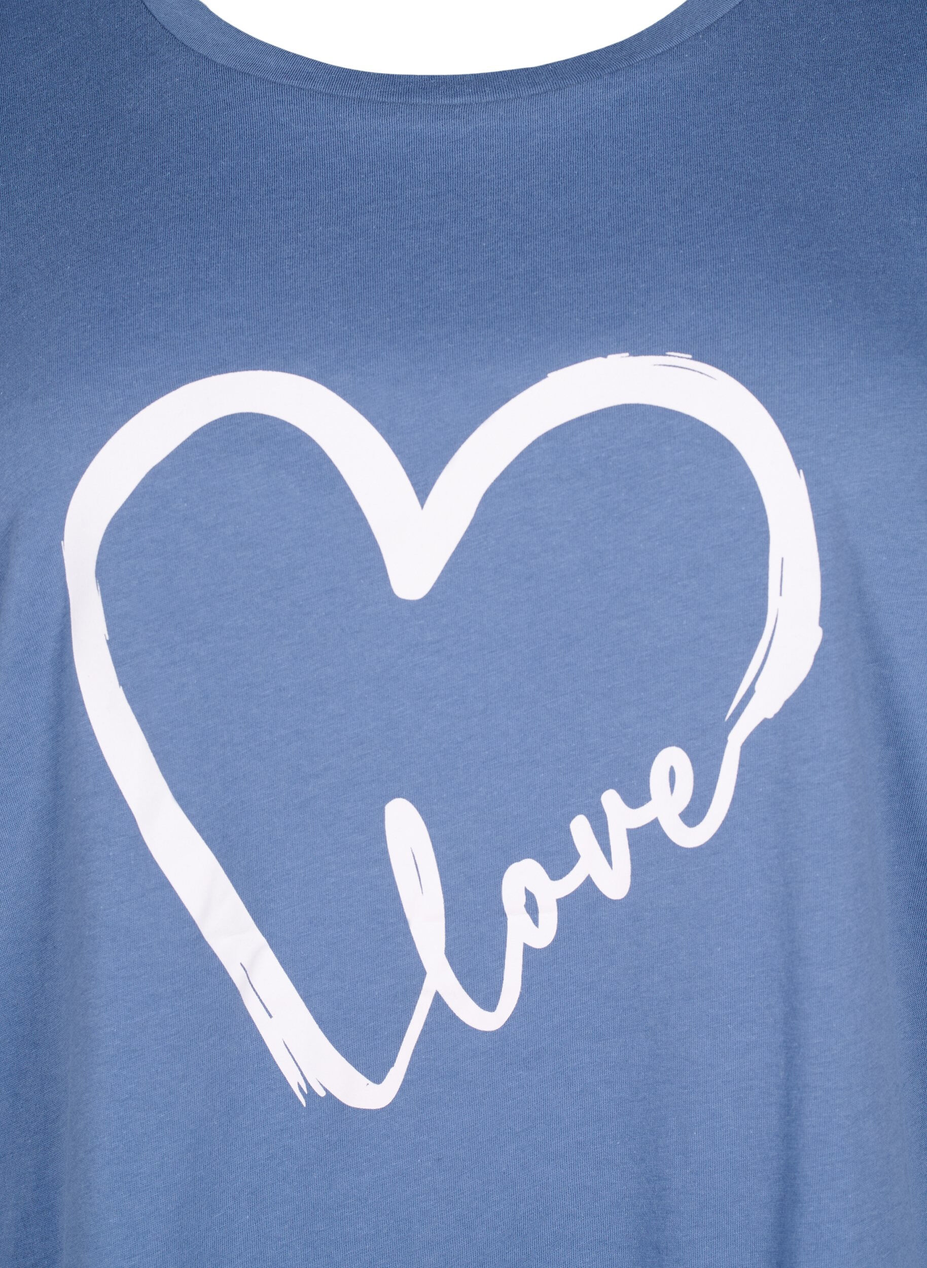 Zizzi Katoenen T-shirt met ronde hals en print, Moonlight W.Heart L., Packshot image number 2