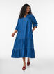 Denim maxi-jurk met gerimpelde lagen, Blauw, Model image number 0