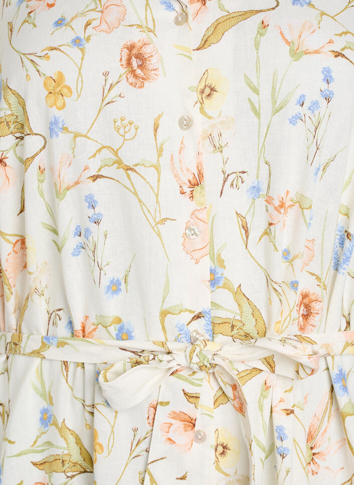 Shirtjurk in linnen en viscose met strikceintuur, Vanille, Packshot image number 2