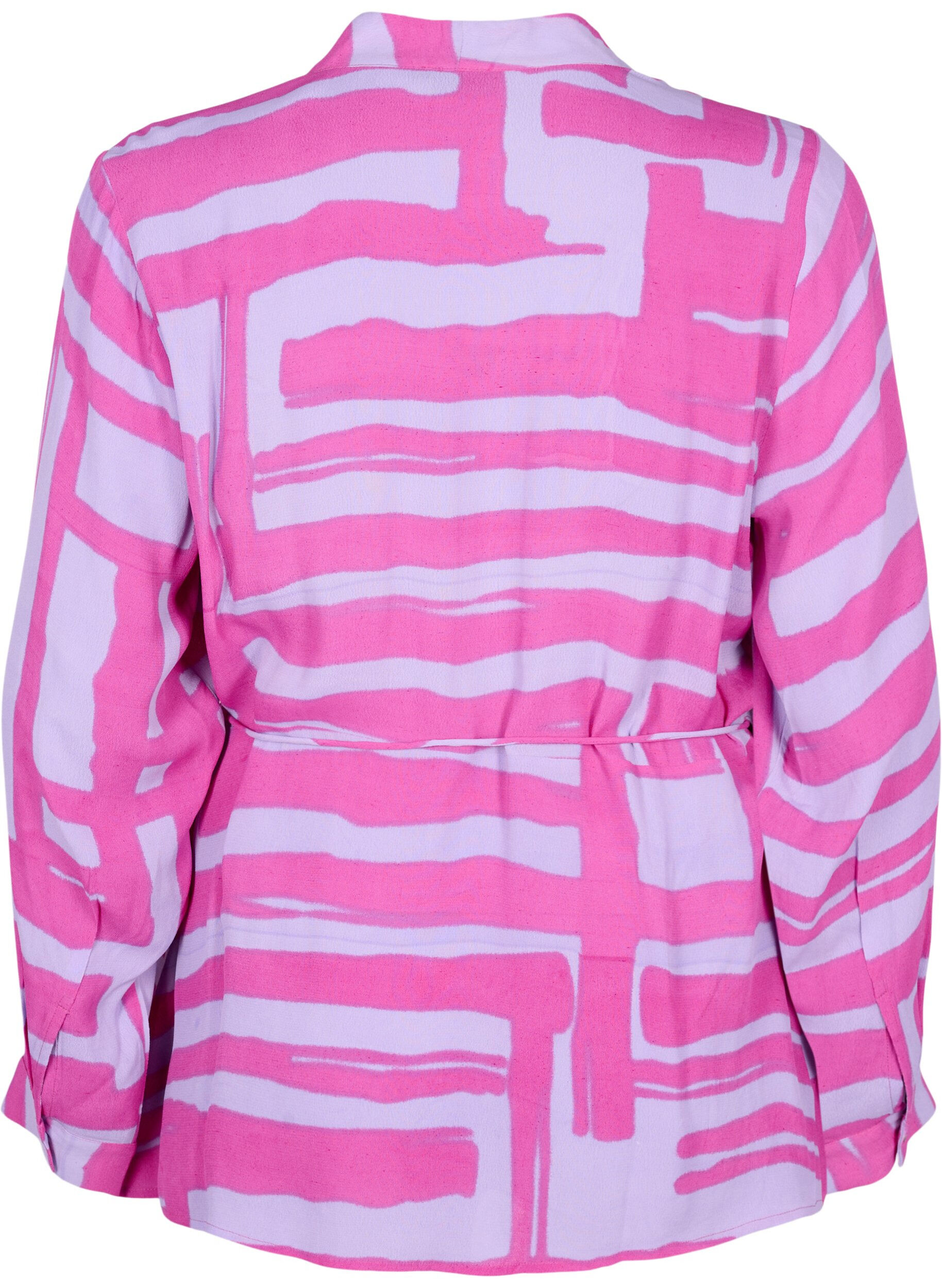 Zizzi Bedrukte wikkelblouse van viscose, Rose Violet AOP, Packshot image number 1