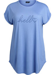 Nachtjapon met korte mouwen en tekstopdruk, 