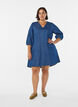 Korte denimjurk met 3/4 mouwen, Blauw, Model image number 1