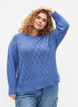 Gebreide blouse met lange mouwen en een gaatjespatroon, Blue Bonnet, Model image number 0