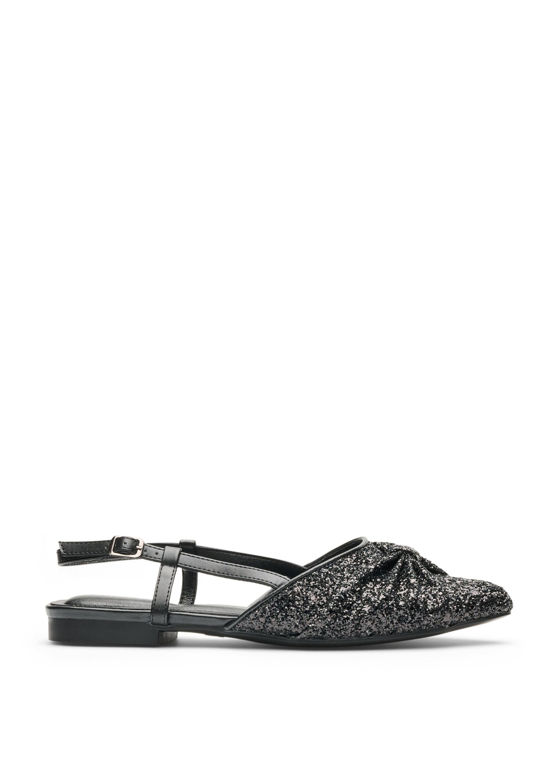 ZizziGlitterende slingback met strikdetail, Zwart, Packshot image number 0