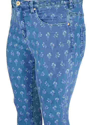 Super slim Amy jeans met bloemenprint, Blue denim, Packshot image number 2