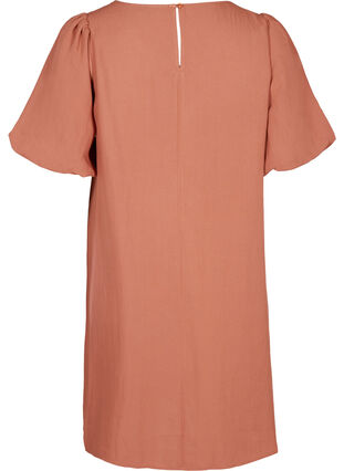 Viscose jurk met korte mouwen en a-lijn, Copper Brown, Packshot image number 1